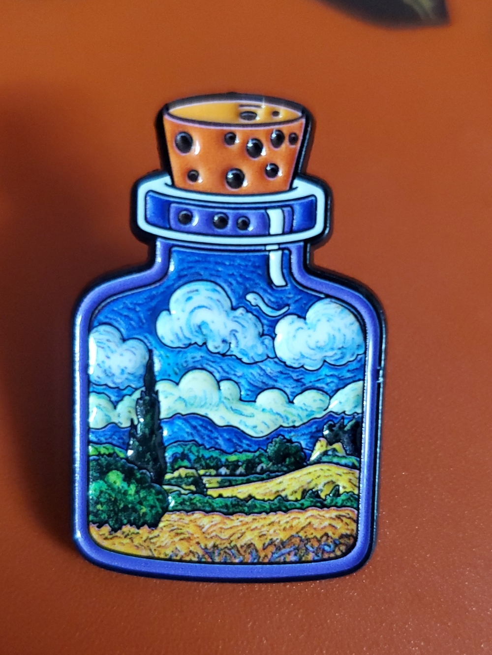 Blue Landscape Bottle Art Pin
